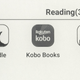 A close-up of icons for the Kindle, Kobo Books, and Libby apps on the Onyx Boox Leaf 2's home screen.